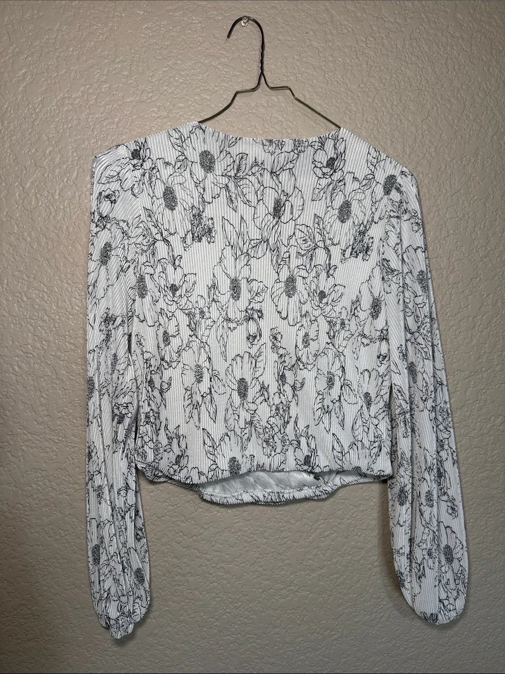 ASTR White Black Floral Wrap Blouse